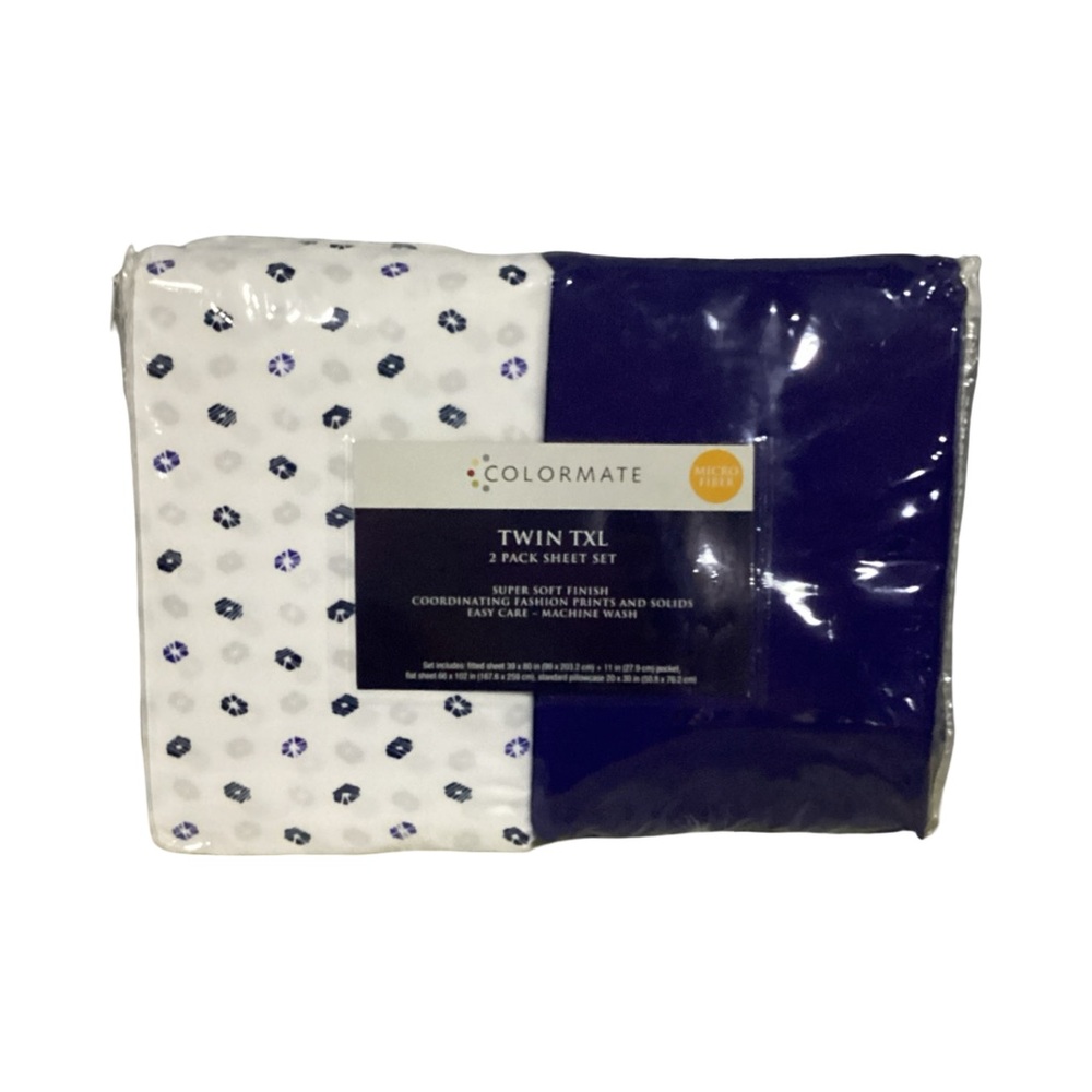 Colormate Twin XL Sheet Sets (2) Sears Brand Blue White Unisex